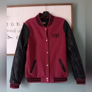 Victoria's Secret Pink and Black Varsity Jacket